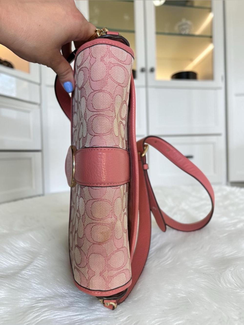 Coach Lonnie Crossbody Bag in Pink Signature Jacquard C8307 - Picture 6 of 13